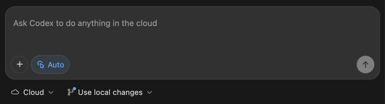 Codex IDE Extension 中启动 Cloud Task 的输入框